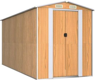 vidaXL Cobertizo jardín acero galvanizado marrón claro 192x440x223 cm Vidaxl
