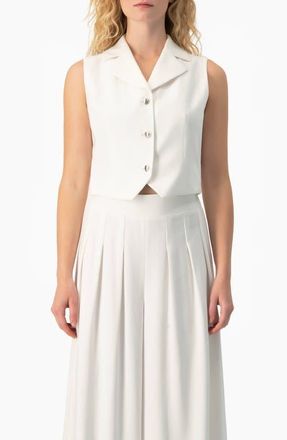 Ivonne Tailored Sleeveless Crop Blazer Vest in White at Nordstrom, Size 14