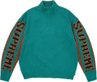 SUPREME FW26 Jacquard Sleeve Half Zip Sweater Teal SUP-FW26-037-TEL