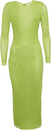 Self Portrait Abito midi con borchie - Verde