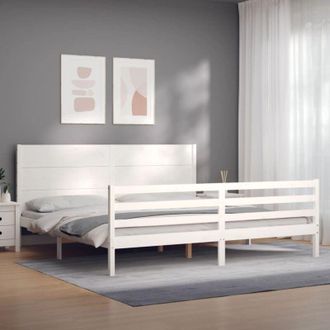 vidaXL Bed Frame without Mattress White 200x200 cm Solid Wood Vidaxl