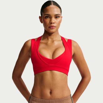 Nike Womens SKIMS Matte Double-Layer Plunge Bra in Red | IV6858-657