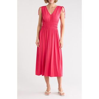 Loveappella Cinched Waist Midi Dress in Pink Polish at Nordstrom Rack, Size X-Large