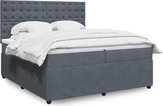 vidaXL Cama Box Spring Con Colch&oacute;n Terciopelo Gris Oscuro 200x200 Cm Vidaxl