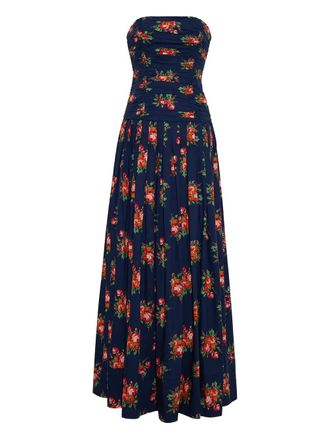 Cara Cara Montreal floral-print pleated dress - women - Cotton/Cotton - 00 - Blue