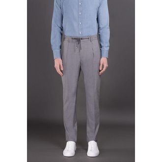 Moorer MenS Light Grey Tailored Trousers, Size 50