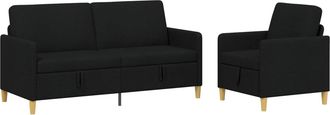 vidaXL Juego De Sof&aacute;s Con Almacenamiento 2 Uds. Negro Poli&eacute;ster Vidaxl