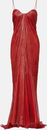 Maria Lucia Hohan Victoria pleated silk muslin bustier gown