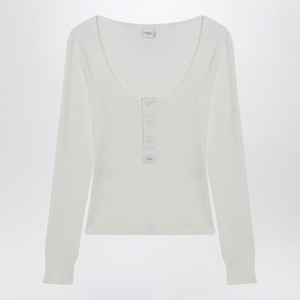 Chlo&eacute; White Henley Jersey Top