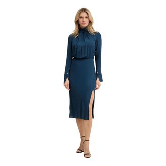 Patrizia Pepe Kleedjes, Dames, Blauw, M, Viscose Midi Jurk