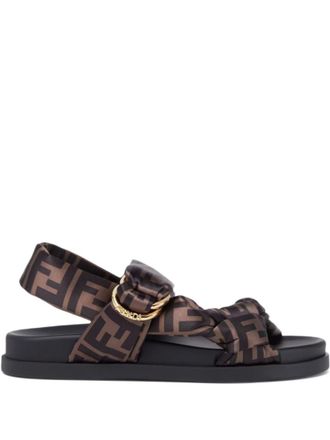 Fendi Brown Logo Sandals