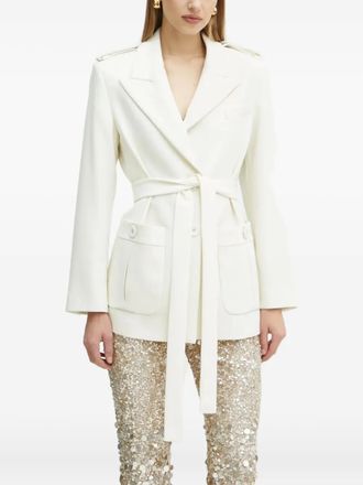 Luisa Spagnoli pocket belted blazer - women - Acetate/Viscose/Polyester/Virgin Wool/Elastane - L - White