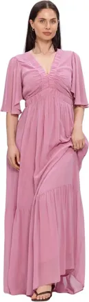 Lina Locchi Kleedjes, Dames, Roze, XS, Denim, Ll-Allesia Maxi Jurk