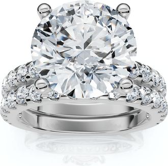 Pompeii3 Certified 3 1/2Ct Diamond Engagement Matching Wedding Rings 14k Gold Lab Grown