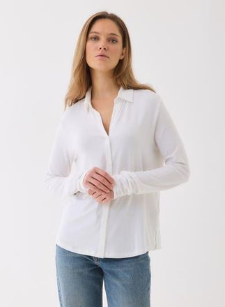 Majestic Filatures Soft Touch Semi Relaxed Shirt in Blanc at Nordstrom, Size 3
