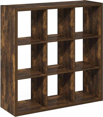 Furinno Cubicle Open Back Decorative Cube Storage Organizer, 9-Cube, Amber Pine
