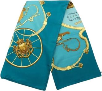 Herm&egrave;s Pre-owned Scarves, female, Blue, Size: ONE SIZE Pre-owned Springs Scarf