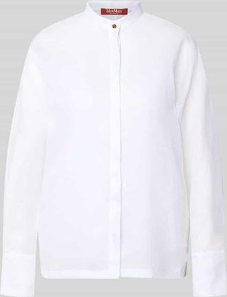 Max Mara Loose Fit Langarmbluse aus reinem Ramie Modell BALDI in Weiss, Gr&ouml;&szlig;e 34