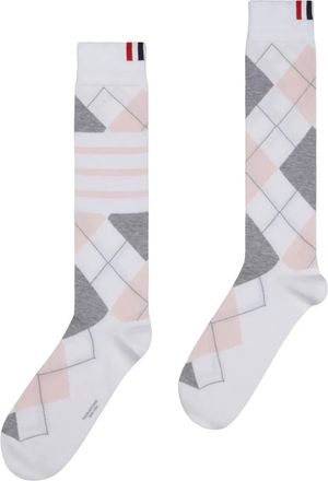 Thom Browne Calzini con motivo a rombi a intarsio - Bianco