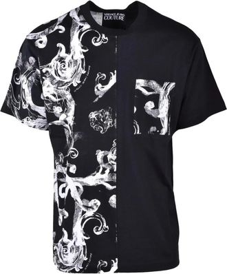 Versace Jeans Couture Katoenen T-shirt met uniek design - Heren - T-shirts - Zwart - L - Katoen - Tops