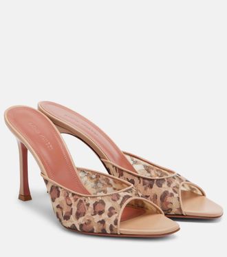 Amina Muaddi Alexa leopard-print lace mules