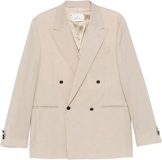 Manuel Ritz Beige stretch wool double-breasted blazer