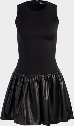 Alice & Olivia Ella Combo Drop-Waist Mini Dress