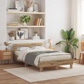 vidaXL Bed Frame Artisan oak 120 x 190 cm Engineered wood Vidaxl