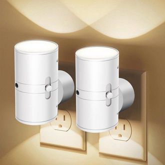 OEM Luces Nocturnas Led Modernas (paquete De 2), Montaje En Enchufe, Luz Blanca C&aacute;lida, Regulable De 0 A 100 L&uacute;menes, F&aacute;cil Instalaci&oacute;n, Blanco