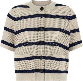 Brunello Cucinelli Truien & Vesten, Dames, Beige, XS, Katoen, Gestreept Katoenen Vest