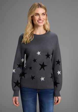 Kangaroos Rundhalspullover KANGAROOS, Damen, Gr. 32/34, dunkelgraumeliert, Strick, Obermaterial: 50% Viskose, 28% Polyester, 22% Polyamid, l&auml;ssig geschnitten h&uuml;