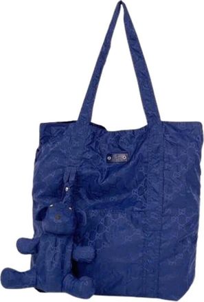 Gucci Pre-owned Tote Bag - Dames - Vintage Shopper - Blauw - ONE Size - Nylon - Vintage