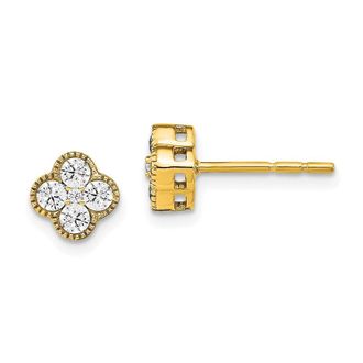 Diamond2Deal 14k Gold 1/2 ct Lab Grown Diamond Bloom Floral Stud Earrings VS Clarity, D-E Color