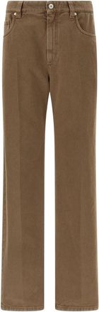 Brunello Cucinelli Geverfde denim broek - Dames - Regular Fit Jeans - Beige - XL - Denim - Jeans