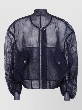 Rick Owens sheer bomber tulle chiffon long jacket