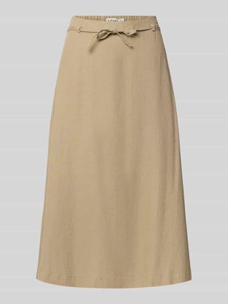 Ichi Midirock aus Leinen-Viskose-Mix Modell LINNO in Taupe, Gr&ouml;&szlig;e 34