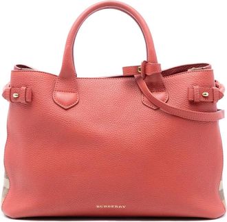 Burberry Pre-owned Handbags, female, Pink, Size: ONE SIZE Pre-owned Vintage Leather Satchel Bag