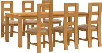vidaXL Conjunto De Comedor 7 Uds. Beige Madera De Roble S&oacute;lido Vidaxl