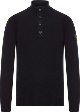 Stone Island QUARTER BUTTON SWEATER Size: XL, colour: BLACK