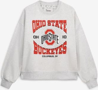Pressbox Womens Pressbox Oatmeal Ohio State Buckeyes Waist Length Oversized Janise Melange Sweatshirt at Nordstrom, Size X-Large