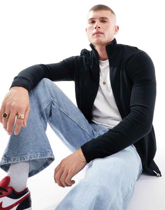 Selected Maglione lavorato nero con zip