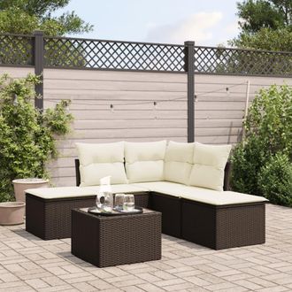 vidaXL Vidaxl - Set Divano Da Giardino 6 Pz Con Cuscini Marrone In Polyrattan