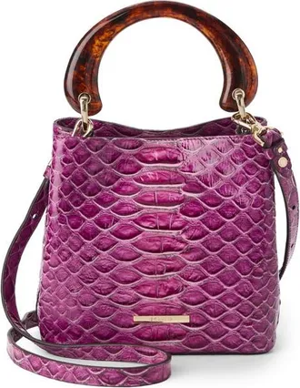 Brahmin Mod Mini Amelia Croc Embossed Leather Bucket Bag in Island Petal at Nordstrom