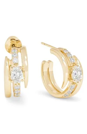Melinda Maria Shes On Point Lasso Huggie Earrings in Gold-White at Nordstrom
