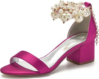 Miyoopark Comfortable Wedding Shoes for Women Block Low Heel Evening Sandals M536 Rose UK 5.5