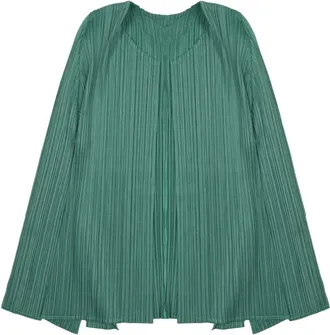 Pleats Please Issey Miyake Pleated Texture Open Front Cardigan