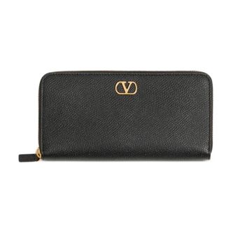 Valentino Accessoires, Dames, Zwart, ONE Size, Leer, VLogo Signature Ritssluiting Portemonnee