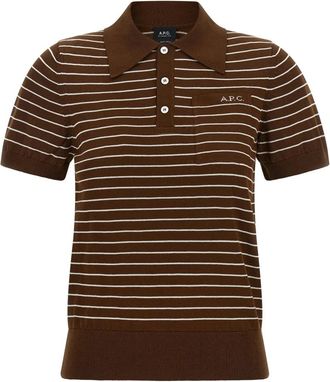 A.P.C. Aline Polo Shirt - female - A.P.C. - Polo Shirts - Brown - XS - Tops