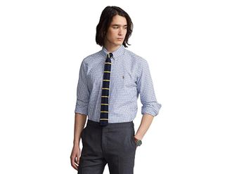 Polo Ralph Lauren Classic Fit Oxford Shirt Mens Clothing Blue/White : 2XL, Cotton