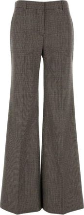 Stella McCartney Geborduurde wollen palazzo broek - Dames - Wijde Broeken - Grijs - S - Wol - Broeken